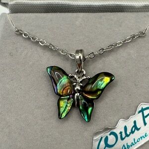 Wild Pearle Abalone Iridescent Butterfly Necklace